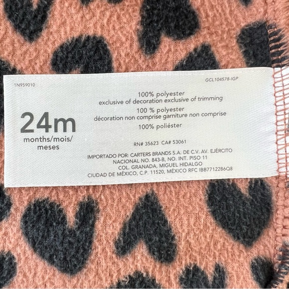 Carter's Black Heart Pattern Hooded Fleece Vest Brown‎ 24m - Picture 8 of 9